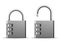 Padlocks combination. Realistic metallic locks. Secret key code. Rotating wheels with numbers. Safety items. Interlock