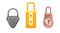 Padlocks. Flat padlock icons for protection privacy, web and mobile apps. Cartoon closed locks. Design template of