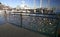 Padlocks of love on metal guardrail at marina with sailboats in Silo Park, Auckland, New Zealand