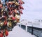 Padlocks with the names of loved ones, selective focus