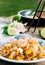 Padthai Thai noodle style on wooden background