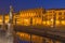 Padua - Prato della Valle in evening dusk and the Venetian palace The Lodge Amulea