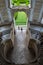 PADULA, ITALY - AUGUST 22th 2018: Tourists visit the spectacular staircase of Certosa di San Lorenzo, a Cartusian abbey close to