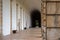 Padula, Salerno, Campania, Italy - May 21, 2017: View of the columns of the Chiostro Grande in the Certosa di San Lorenzo