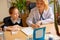 Paediatrician doctor examining a child in comfortabe medical office