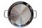 Paella pan in stainless steel on white