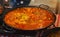 Paella preparation - street market stand near Barcelona Cathedral square