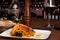 Paella in restaurant