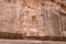 Pagan Nabatean altar carved into wall of the gorge Al Siq in the Nabatean kingdom of Petra in Wadi Musa city in Jordan