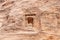 Pagan Nabatean altar carved into wall of gorge Al Siq in Nabatean kingdom of Petra in Wadi Musa city in Jordan