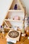 Pagan / Witch Altar with crystals, crystal stand, pentacle altar
