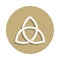 Paganism Triquetra sign icon in badge style. One of religion symbol collection icon can be used for UI, UX