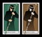 Page or knave of swords with top hat holding a sword with flowers and leaves. Minor arcana Tarot cards. Spanish playing cards