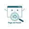 Page not found concept, 404 error web page with cute cartoon face. Flat line illustration concept for web