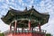 Pagoda against small clouds sky