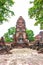 Pagoda and Buddha statues old at Wat Mahathat famous and popular tourist destinations Ayutthaya