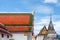 Pagoda with church and blue sky