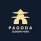 Pagoda culture logo vintage design illustration, temple heritage building vector