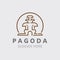 Pagoda culture logo vintage design illustration, temple heritage building vector