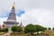 Pagoda at Doi Inthanon national park after rain. Chiang Mai ,Thailand.