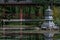 Pagoda garden statue at a lake