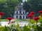 Pagoda in Hoan Kiem lake