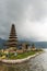 Pagoda on island at Ulun Danu Beratan Temple complex, Bedoegoel, Bali Indonesia