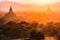 Pagoda landscape at dusk in Bagan