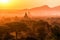 Pagoda landscape at dusk in Bagan