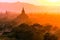 Pagoda landscape at dusk in Bagan