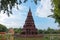 Pagoda middle water Huay Kaew temple Landmark pagoda in Lopburi, Thailand