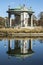 Pagoda musical bandstand reflected on Pagoda Lake, Forest Park