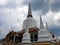 Pagoda on nimbus clouds in the sky backgrounds