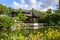 Pagoda reflecting in a pond at the Lan Su Chinese Garden, in Portland