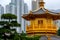 Pagoda style Chinese architecture Perfection in Nan Lian Garden, Hong Kong, China.