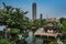 Pagoda temple pond Kowloon Walled City Park Hong Kong