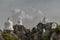 Pagoda on top of the cliff high mountain at Chaloem Phrakiat Phrachomklao Rachanuson temple Wat Phrabat Pu Pha Daeng