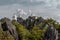 Pagoda on top of the cliff high mountain at Chaloem Phrakiat Phrachomklao Rachanuson temple Wat Phrabat Pu Pha Daeng