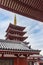 Pagoda and traditionally curved rooftops Sensoji Buddhist temple