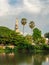 The pagoda  of Wat Chedi liam or Ku Kham Temple with ping river, an ancient site in Wiang