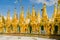 Pagodas encircle the gilded stupa of Shwedagon Pagoda