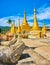 The pagodas of Kan Tu Kyaung monastery and statues of Nagar dragons, Pindaya, Myanmar