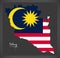Pahang Malaysia map with Malaysian national flag illustration