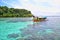 Pahawang Island Lampung. Indonesia. Beautiful tiny island with a blue clear water and traditional boat tourism