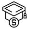 Paid education icon, outline style