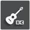 Paid music icon. Acoustic guitar music symbol.