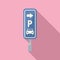 Paid parking direction icon flat vector. Car garage