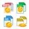 Paid Receipte Document File And Coin Set Vector