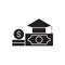 Paid tuition black vector concept icon. Paid tuition flat illustration, sign