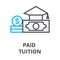 Paid tuition thin line icon, sign, symbol, illustation, linear concept, vector
